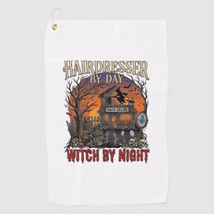 Hairdresser Day Witch Night Halloween Salon Skulls Golf Towel