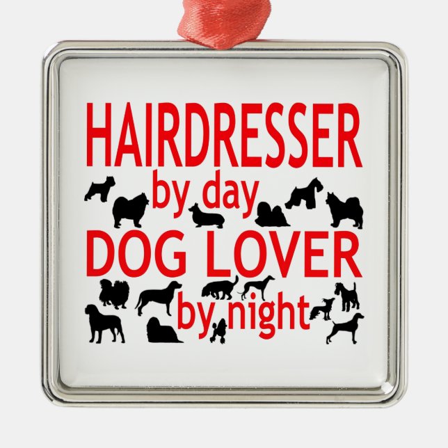 Hairdresser Dog Lover Metal Tree Decoration (Front)
