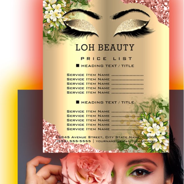 Hairdresser Eyelashes Makeup Studio Price List Flyer (Hairdresser Eyelashes Makeup Studio Price List Flyer)