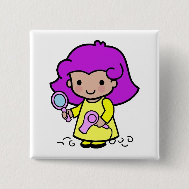Hairdresser Girl 15 Cm Square Badge (Front)