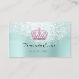 Hairdresser Glitter Makeup Water Crown Silver Pink Appointment Card