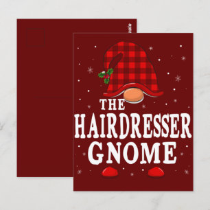 Hairdresser Gnome Matching Family Group Christmas Postcard