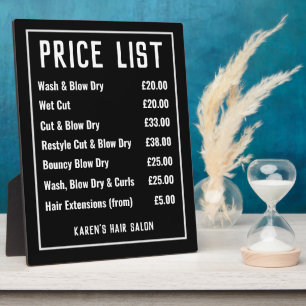 Hairdresser Hair Salon Price List Plaque