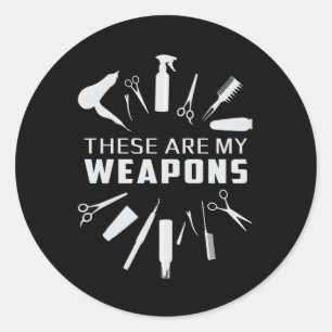Hairdresser Hair Stylist Barber Weapons Gift Idea Classic Round Sticker