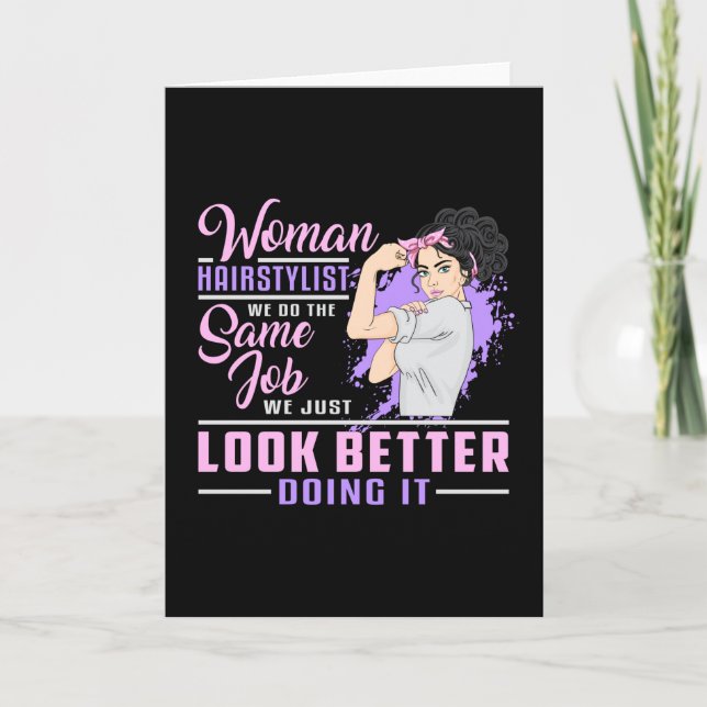 Hairdresser Hair Stylist Barber Woman Job Gift Card (Front)