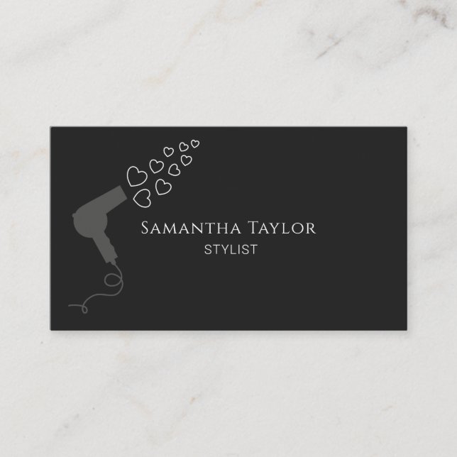 Hairdresser Hair Stylist Blow Dryer Business Card (Front)
