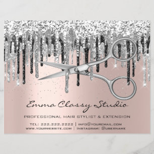 Hairdresser Hair Stylist Nails Silver Grey Rose Flyer