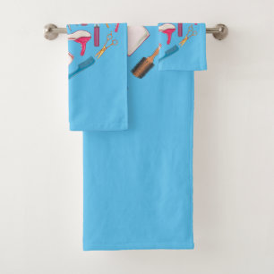 Hairdresser Hairstylist Tool Heart Bath Towel Set