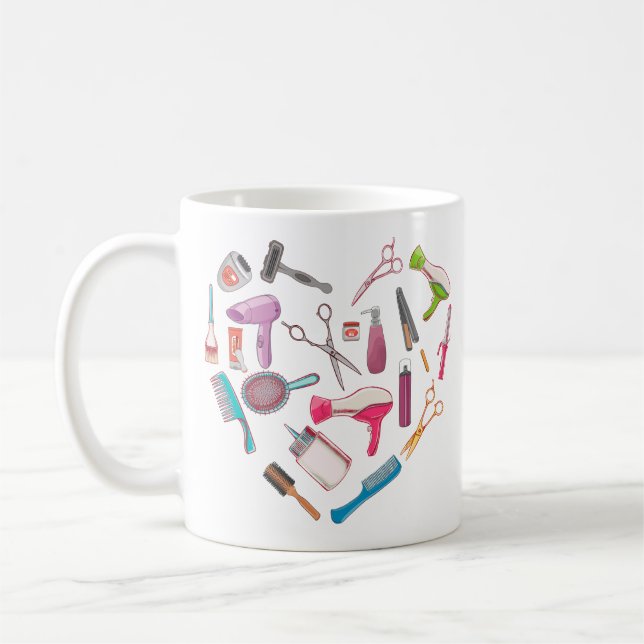 Hairdresser Hairstylist Tool Heart Coffee Mug (Left)