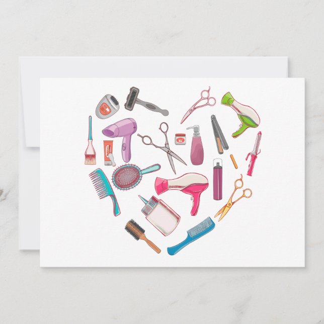 Hairdresser Hairstylist Tool Heart Holiday Card (Front)