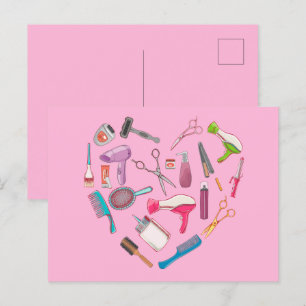 Hairdresser Hairstylist Tool Heart Postcard