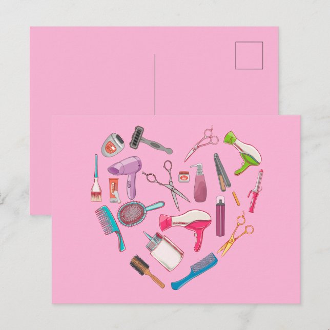 Hairdresser Hairstylist Tool Heart Postcard (Front/Back)