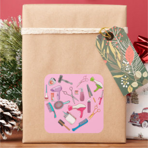 Hairdresser Hairstylist Tool Heart Square Sticker