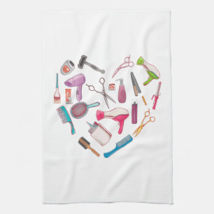 Hairdresser Hairstylist Tool Heart Tea Towel