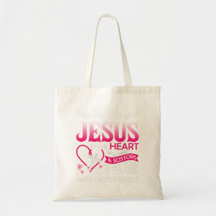 Hairdresser Jesus In Heart Scissor Hairstylist Tote Bag