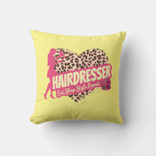 Hairdresser Leopard Hair Hustler Hairstylist Cushion