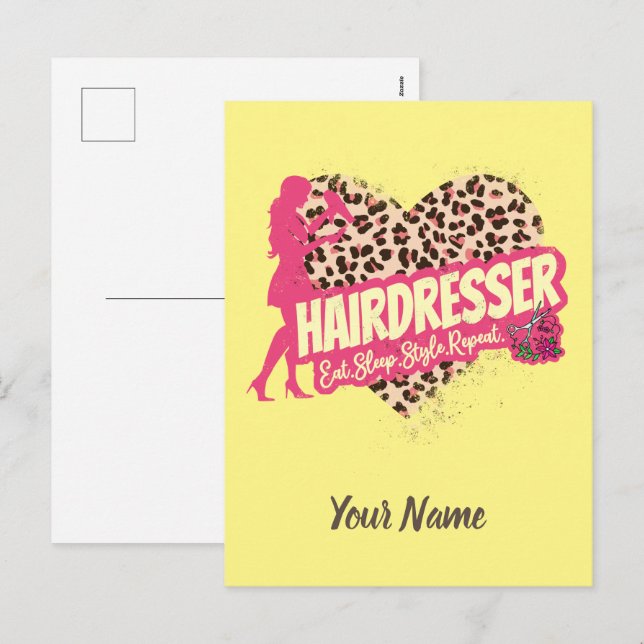 Hairdresser Leopard Hair Hustler Hairstylist Holiday Postcard (Front/Back)