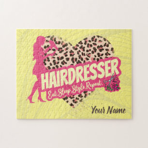 Hairdresser Leopard Hair Hustler Hairstylist Jigsaw Puzzle