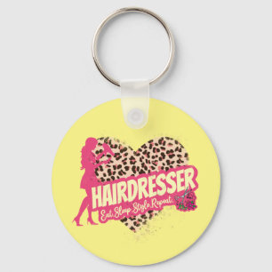 Hairdresser Leopard Hair Hustler Hairstylist Key Ring