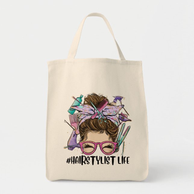 Hairdresser Messy Bun Cosmetologist Hairstylist La Tote Bag (Front)