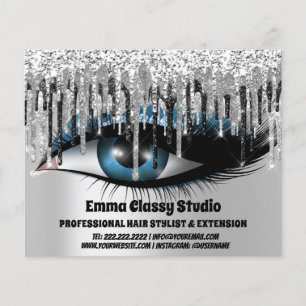 Hairdresser Nail Lashes Silver VIP Black Drips Flyer