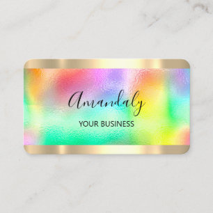 Hairdresser Nails Makeup Stylist Gold Unicorn Business Card