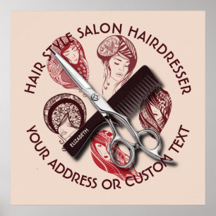Hairdresser Or Beauty Salon Hair Stylist Name Poster