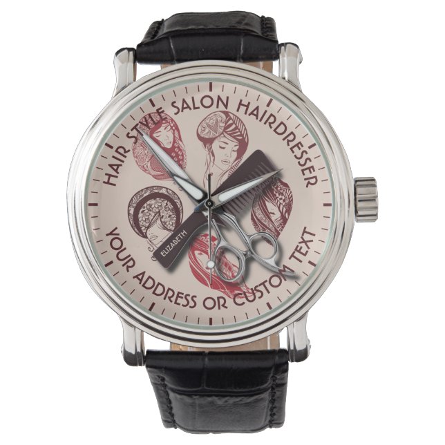 Hairdresser Or Beauty Salon Hair Stylist Name Watch (Front)