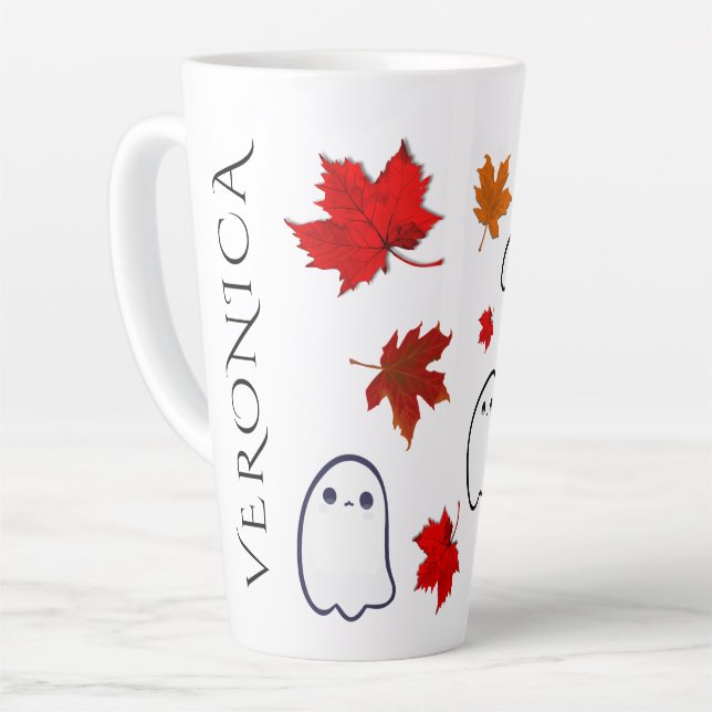Hairdresser Personalised Ghosts Scissors Latte Mug (Left Angle)
