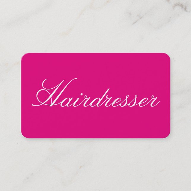 Hairdresser Plain Simple Clean Pink Professional Business Card (Front)
