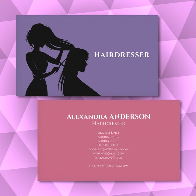 Hairdresser - Purple & Pink Business Card (Hairdresser - Purple & Pink Business Card)