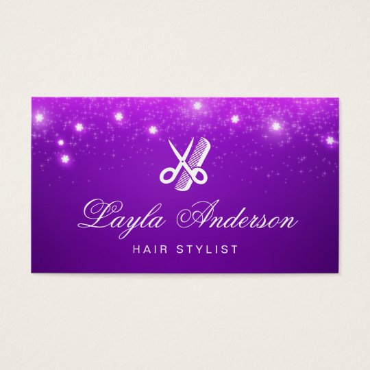 Hairdresser - Purple Stars Glitter Beauty Salon Business Card