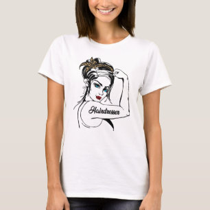 Hairdresser Rosie The Riveter Leopard Cheetah T-Shirt
