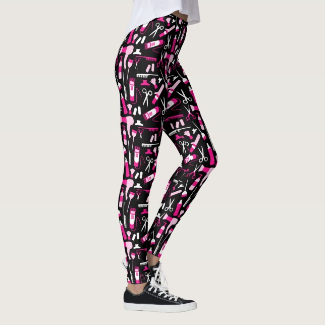 Hairdresser Salon Cosmetologists Hair Stylist Pink Leggings (Right)