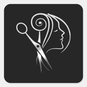 Hairdresser Saloon Barber Shop Logo Square Sticker