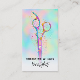 •hairdresser scissors logo pastel colours business card