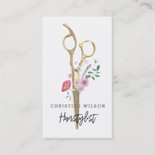 hairdresser scissors wildflowers business card