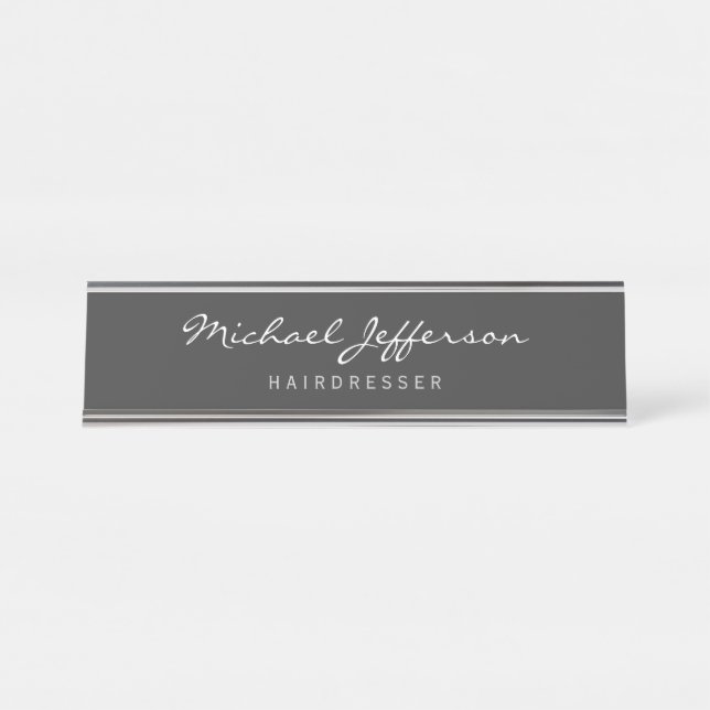 Hairdresser Script Professional Desk Name Plate (Front)