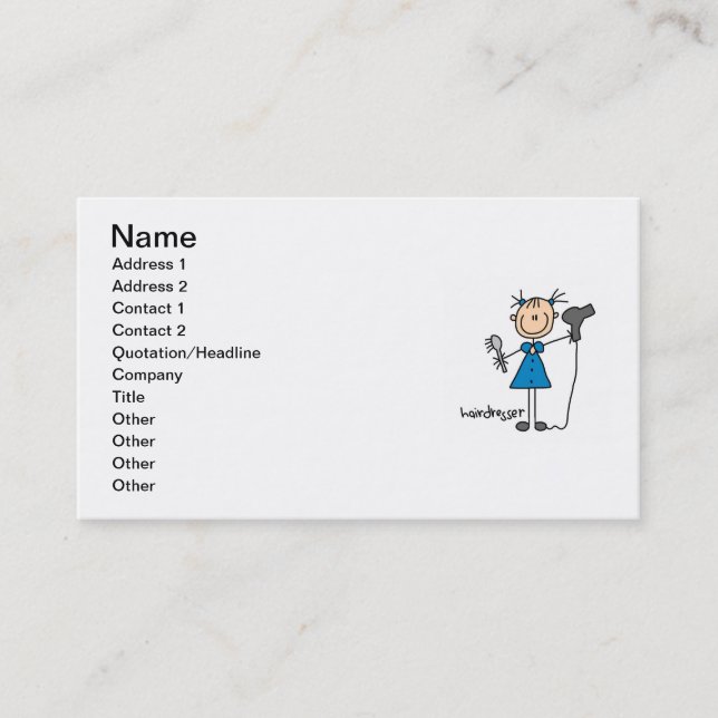 Hairdresser Stick Figure Business Card (Front)
