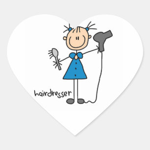 Hairdresser Stick Figure Heart Sticker