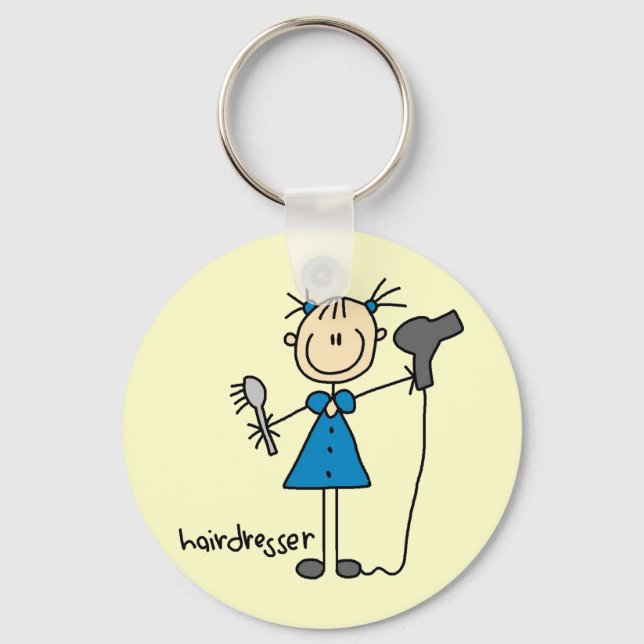Hairdresser Stick Figure Key Ring (Front)