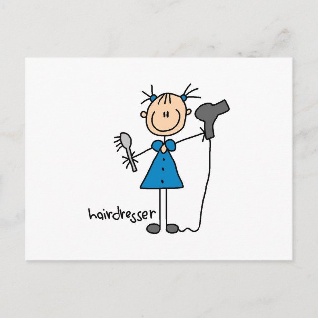Hairdresser Stick Figure Postcard (Front)