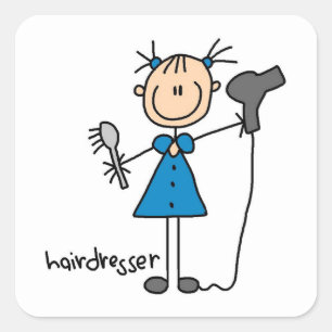 Hairdresser Stick Figure Square Sticker