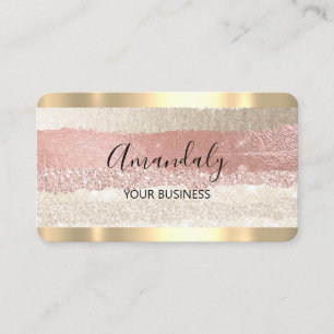 Hairdresser Stylist Coiffeur Rose Gold Stripes Business Card