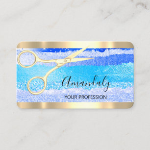 Hairdresser Stylist Coiffeur Scissors Gold Ocean Business Card
