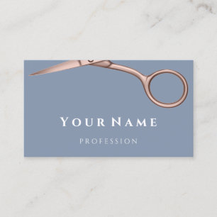 Hairdresser Stylist Scissors Rose Modern Smoky Blu Business Card