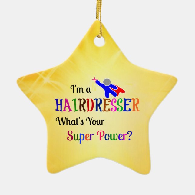 Hairdresser Super Power Ceramic Tree Decoration (Back)