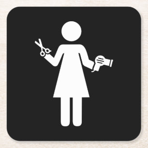 Hairdresser Symbol Square Paper Coaster