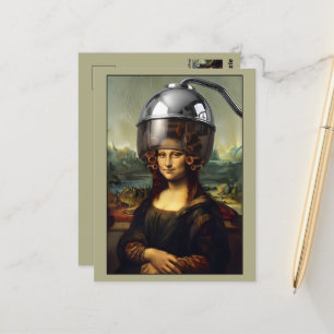Hairdresser Themed Mona Lisa Postcard
