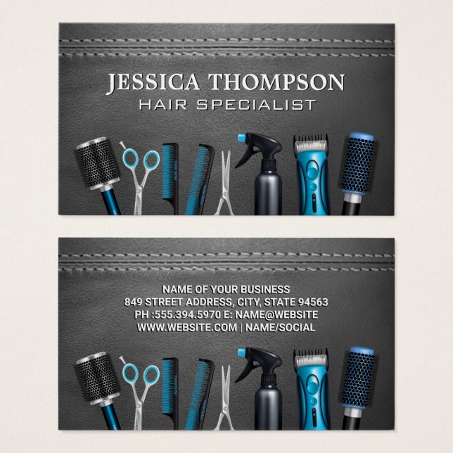 Hairdresser Tools | Stitched Leather (Front & Back)